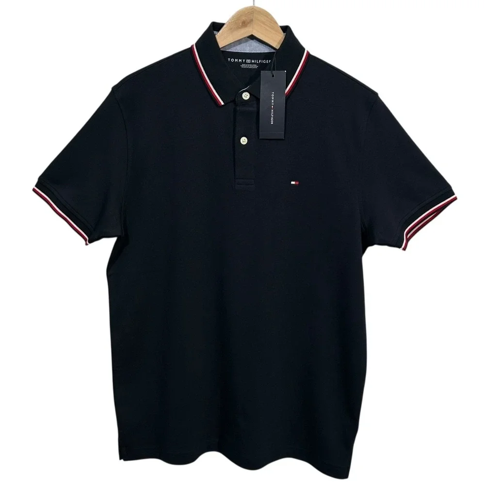 Tommy Hilfiger Men's Cotton Polo Shirt Size M Desert Sky Soft Stretchy Fabric